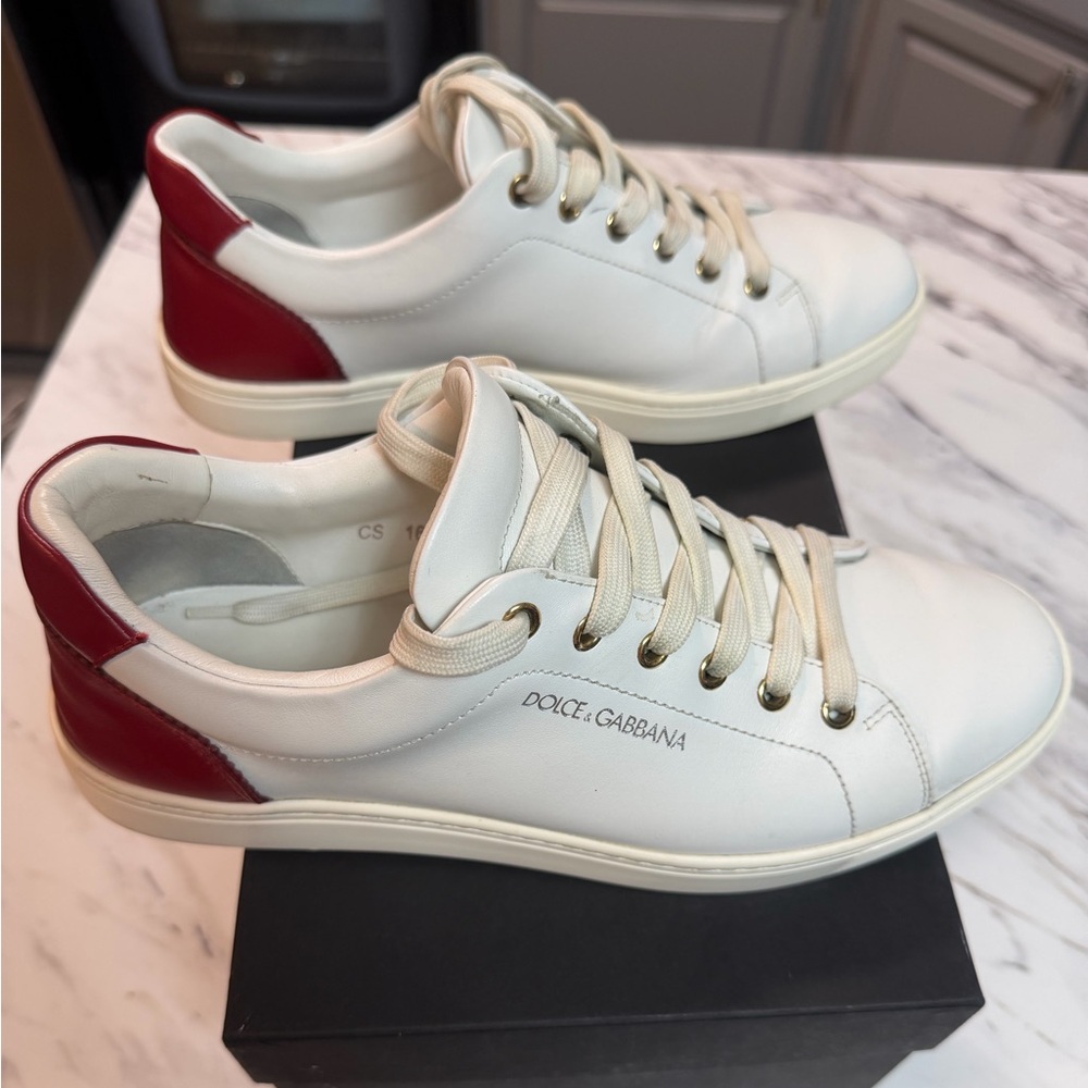 D@lce Gabbana Portofino Low Sneakers – White/Red